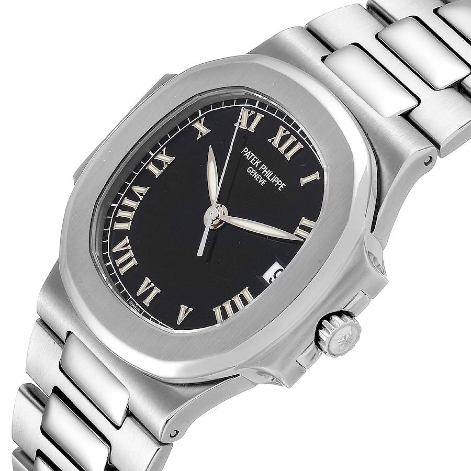 Patek Philippe Nautilus Black Dial Automatic Steel Mens Watch 3800