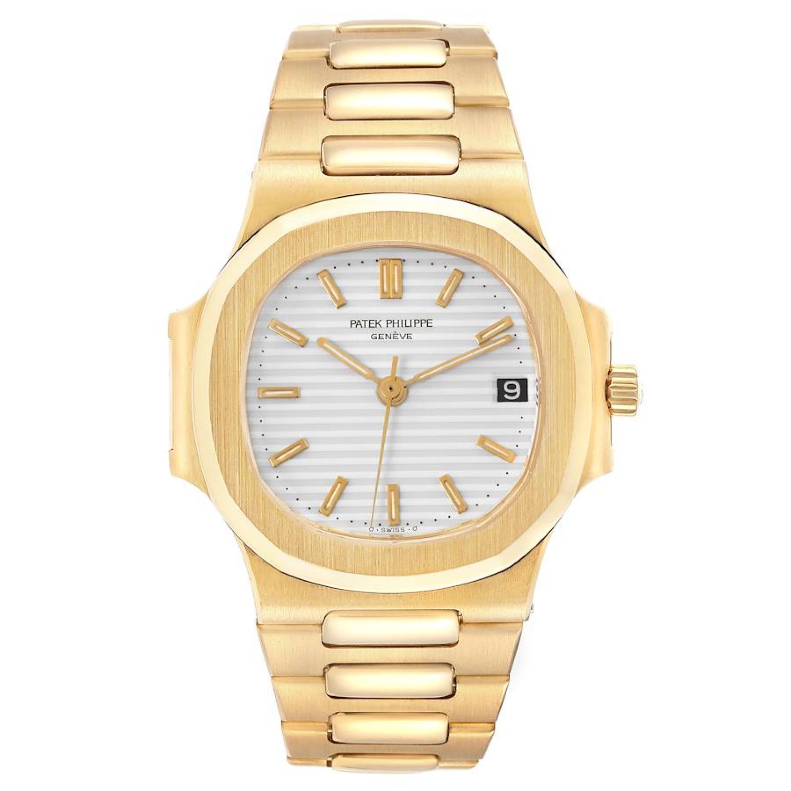 Patek Philippe Nautilus Yellow Gold White Dial Mens Watch 3800