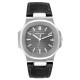 Patek Philippe Nautilus 18K White Gold Black Strap Mens Watch 5711