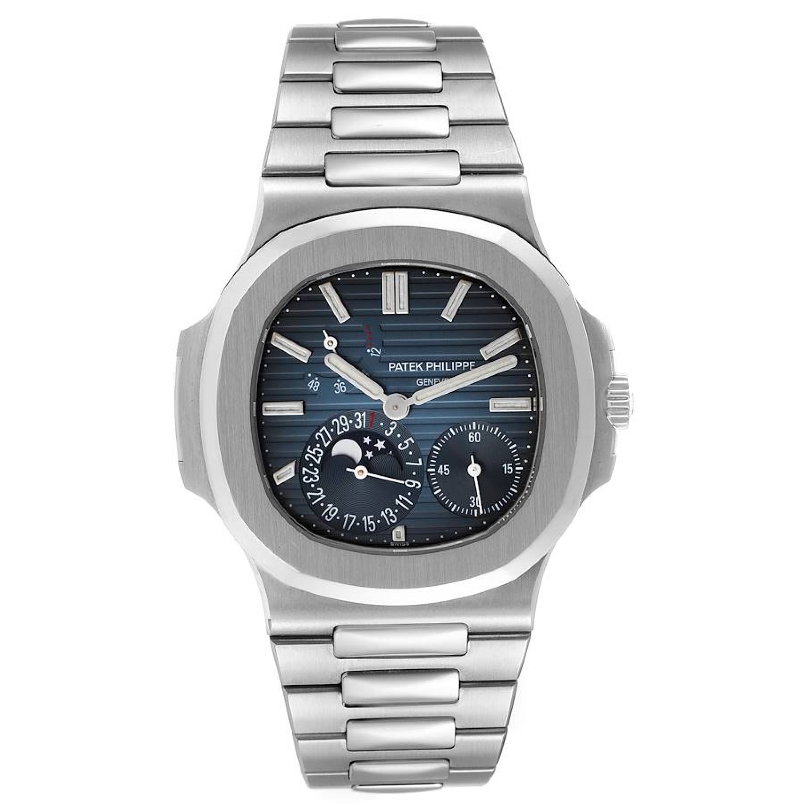 Patek Philippe Nautilus Blue Dial Moonphase Steel Mens Watch 5712