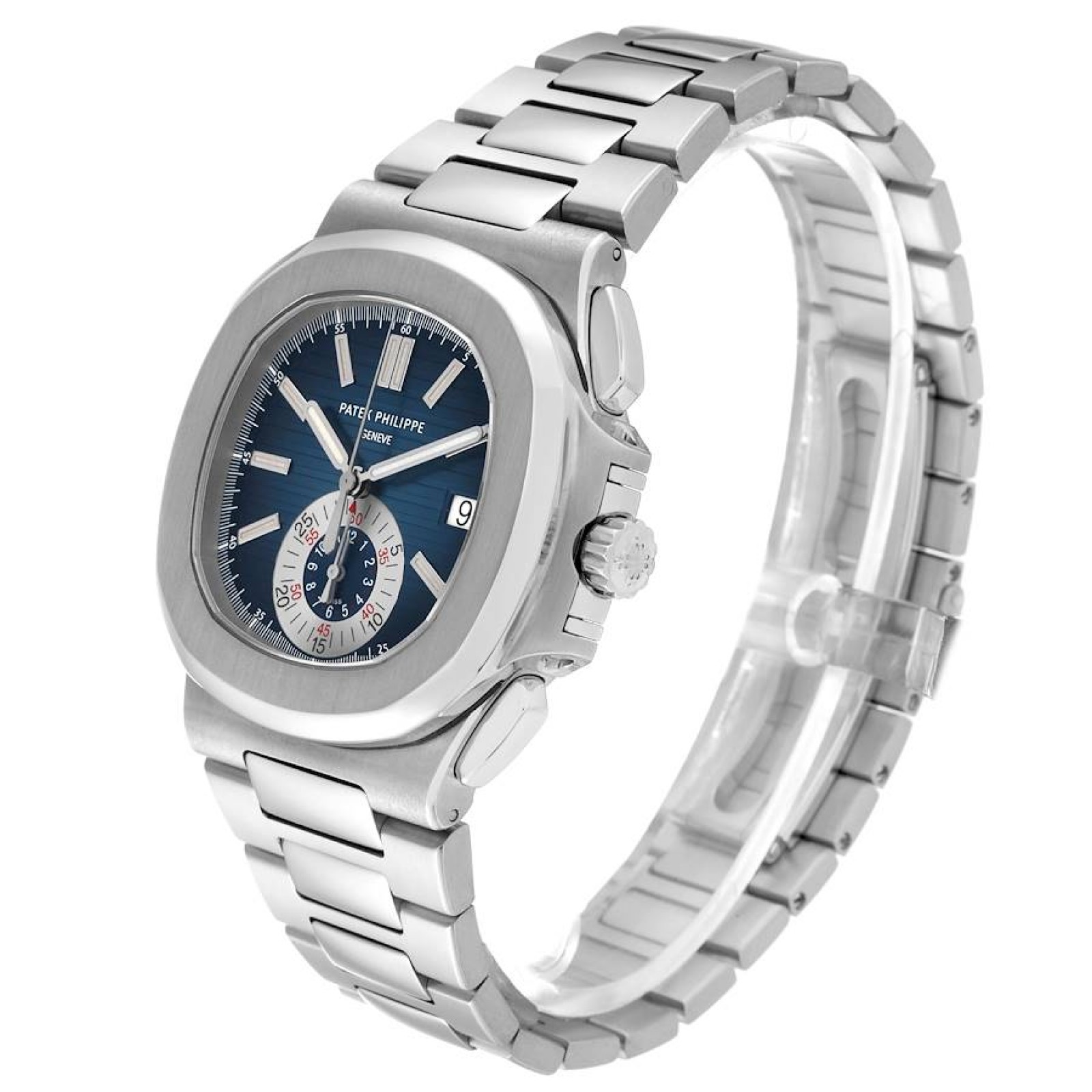 Patek Philippe Nautilus Blue Dial Steel Mens Watch 5980