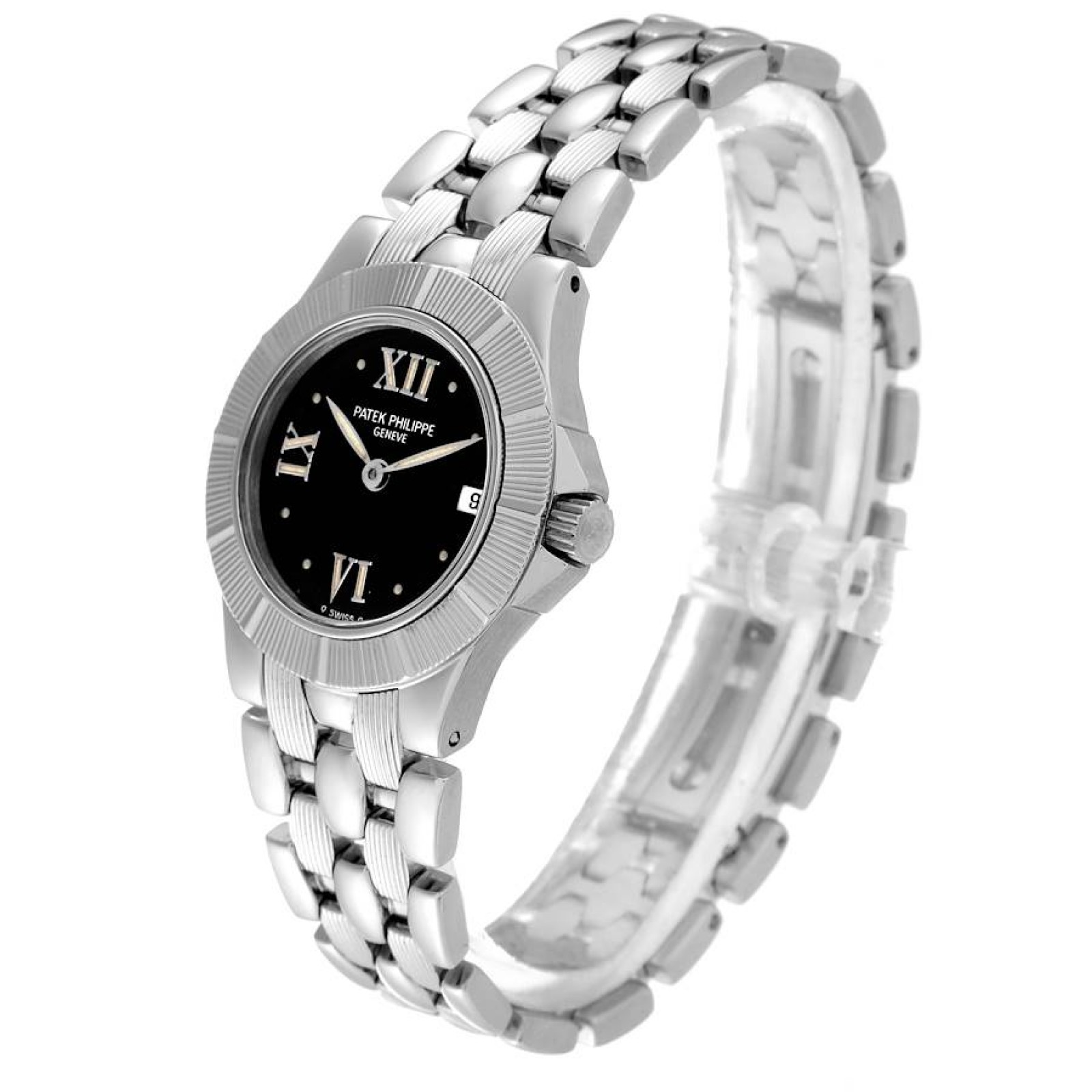 Patek Philippe Neptune Steel Black Dial Ladies Watch 4880