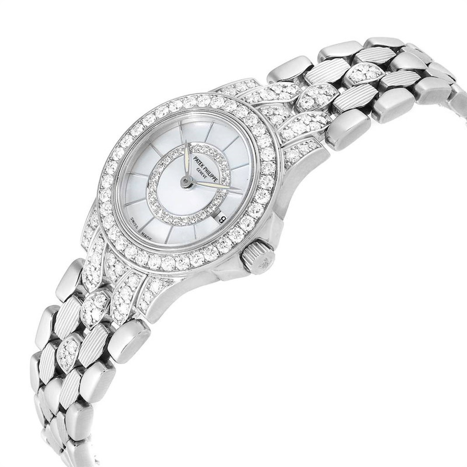 Patek Philippe Neptune White Gold Diamond Ladies Watch 4881