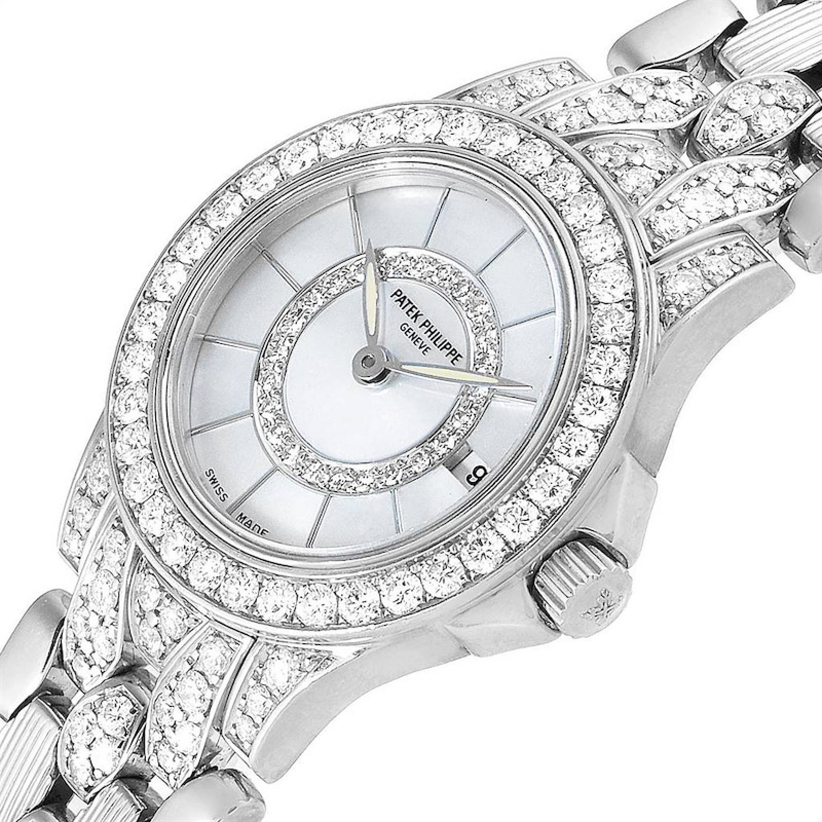 Patek Philippe Neptune White Gold Diamond Ladies Watch 4881