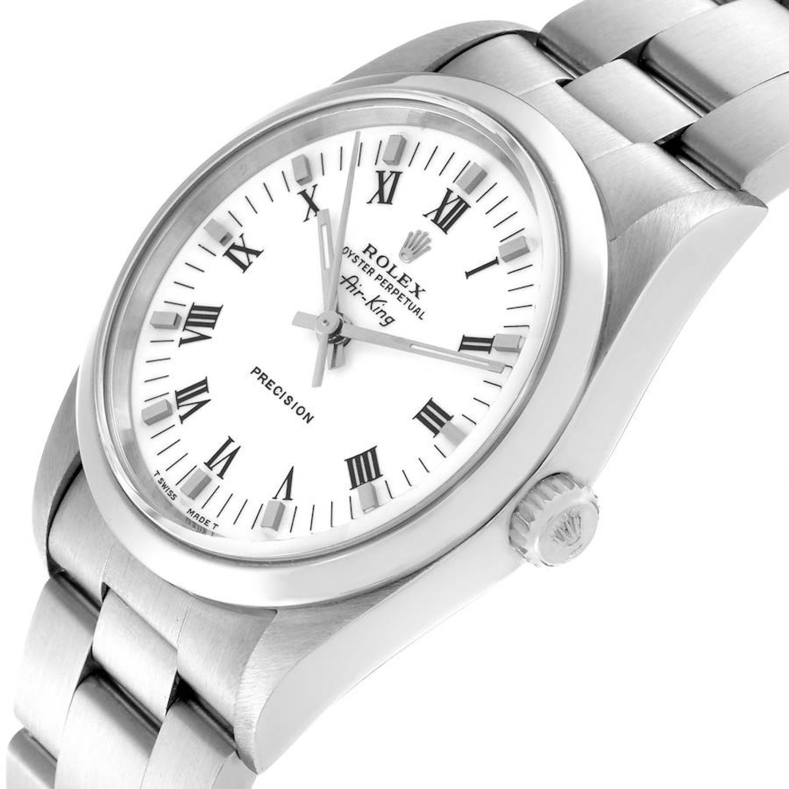 Rolex Air King White Dial Smooth Bezel Steel Mens Watch 14000