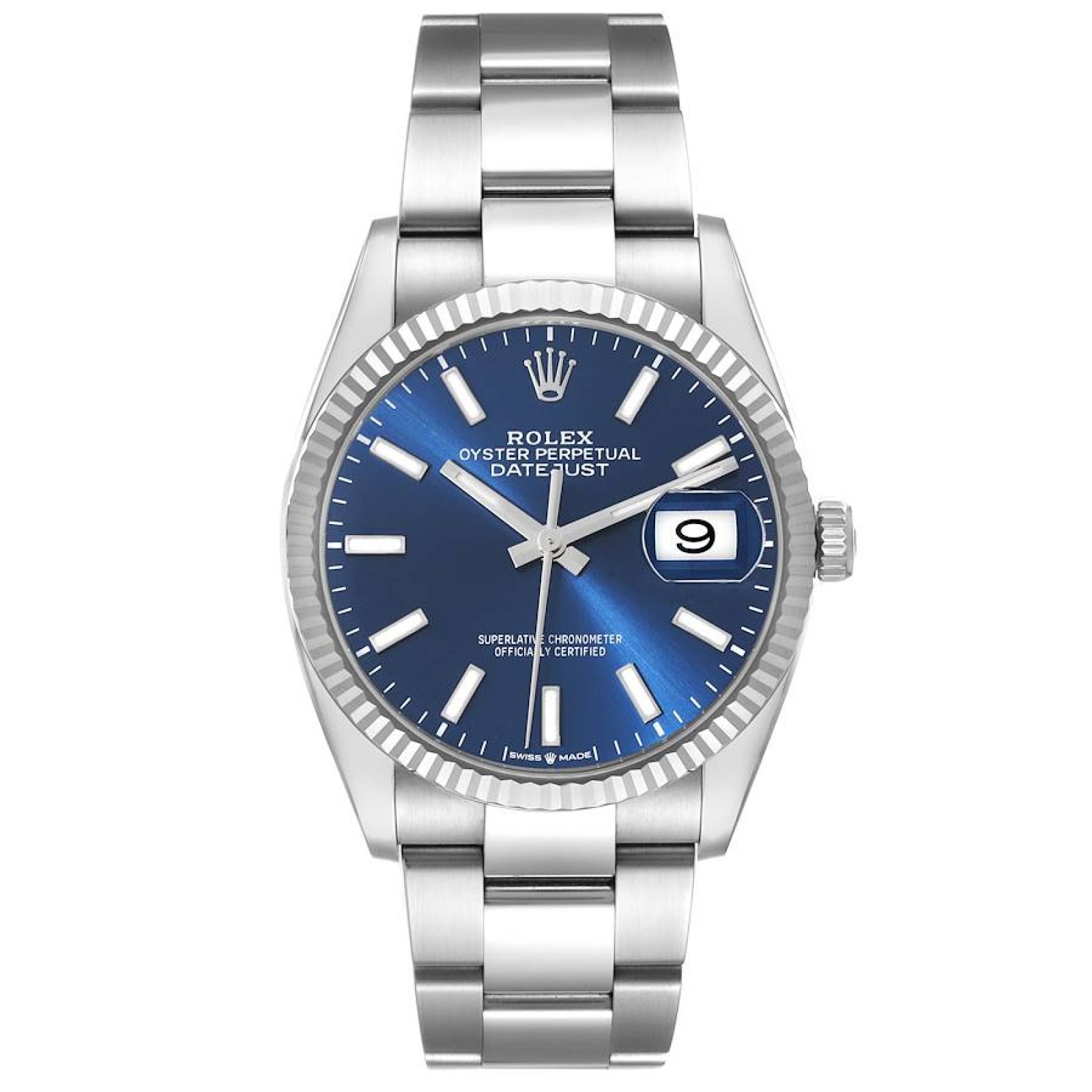 Rolex Datejust Steel White Gold Blue Dial Mens Watch 126234