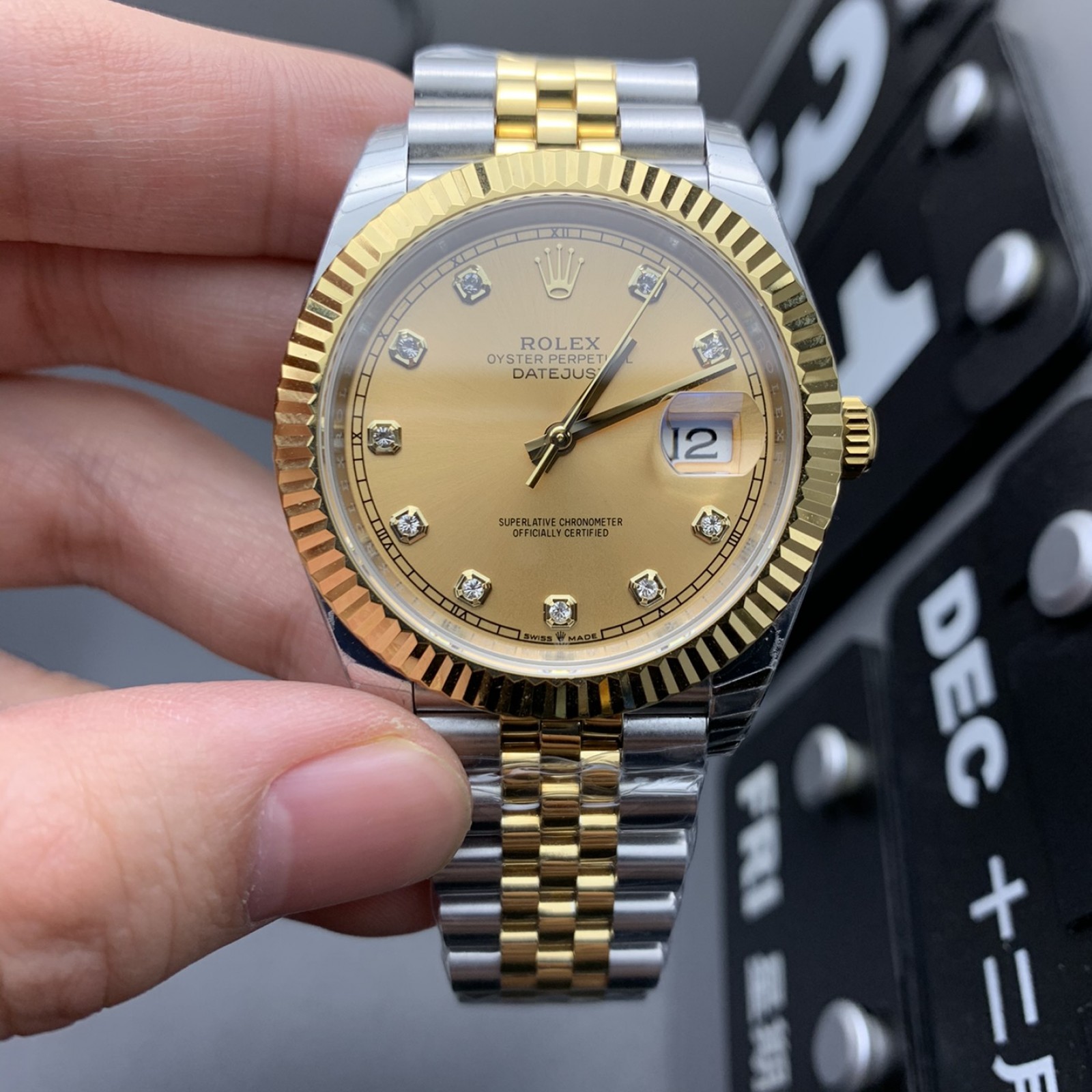 Rolex Datejust 41 Steel Yellow Gold Diamond Dial Mens Watch 126333