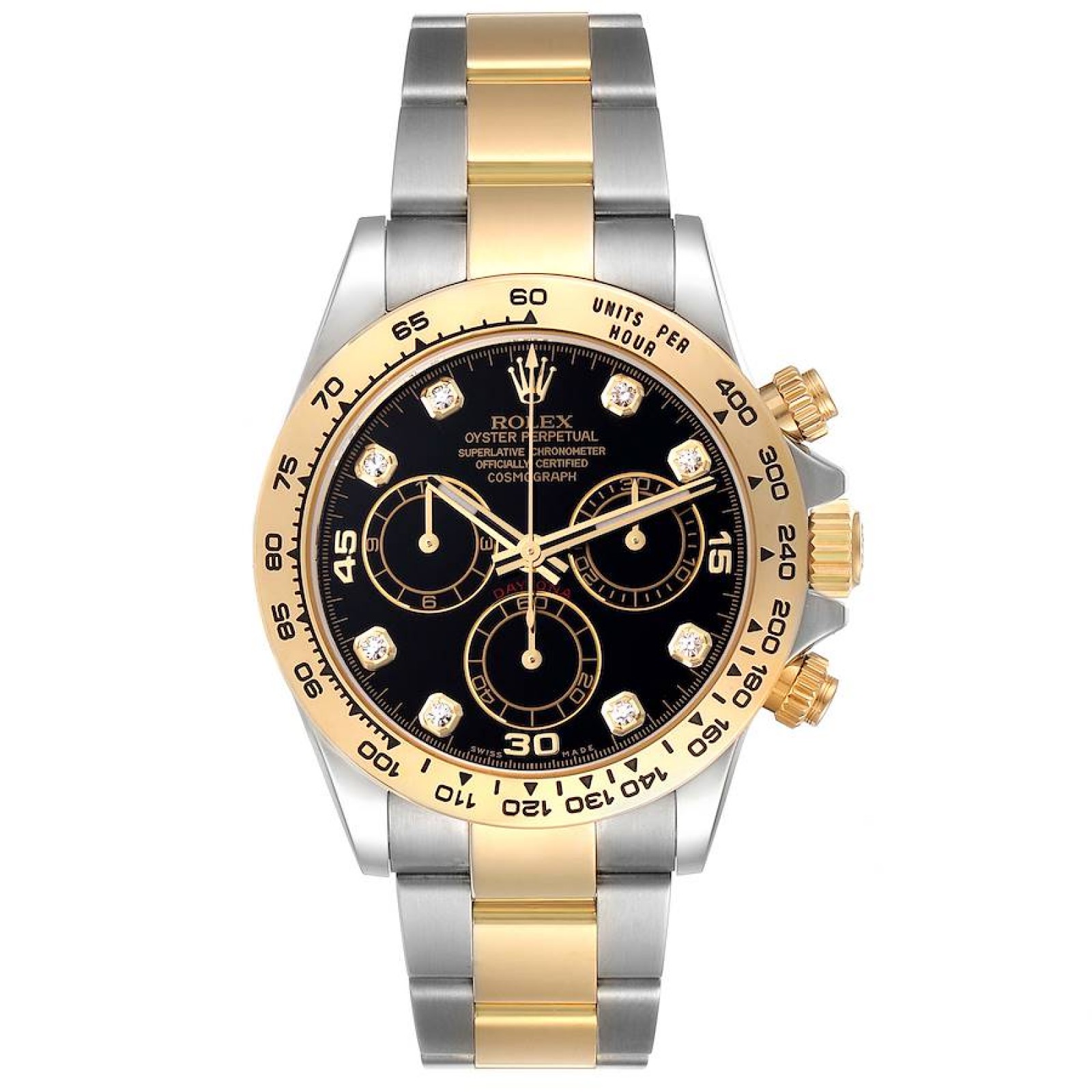 Rolex Daytona Steel Yellow Gold Diamond Dial Mens Watch 116503