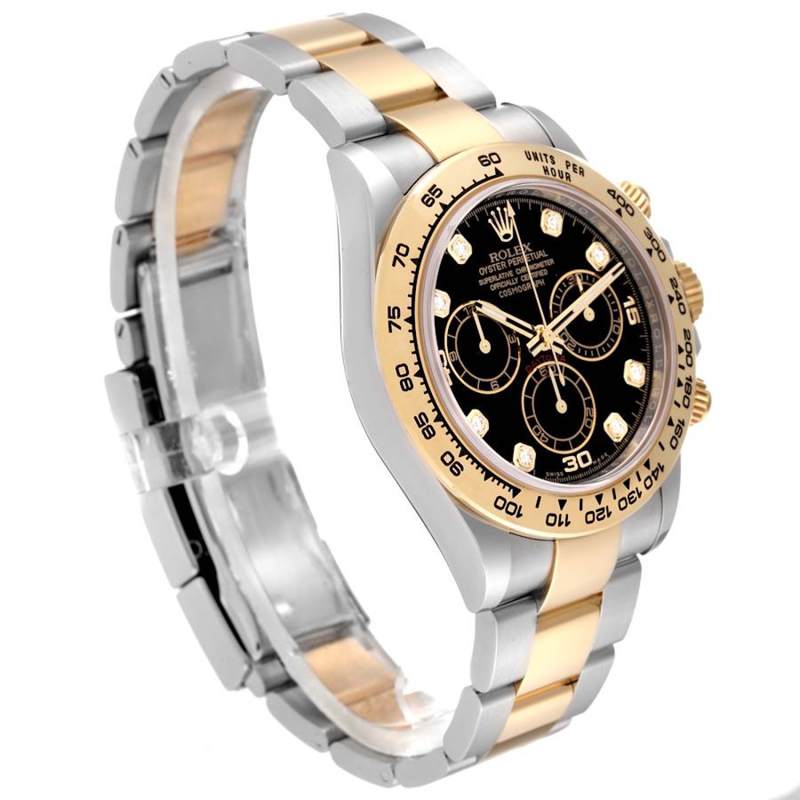 Rolex Daytona Steel Yellow Gold Diamond Dial Mens Watch 116503