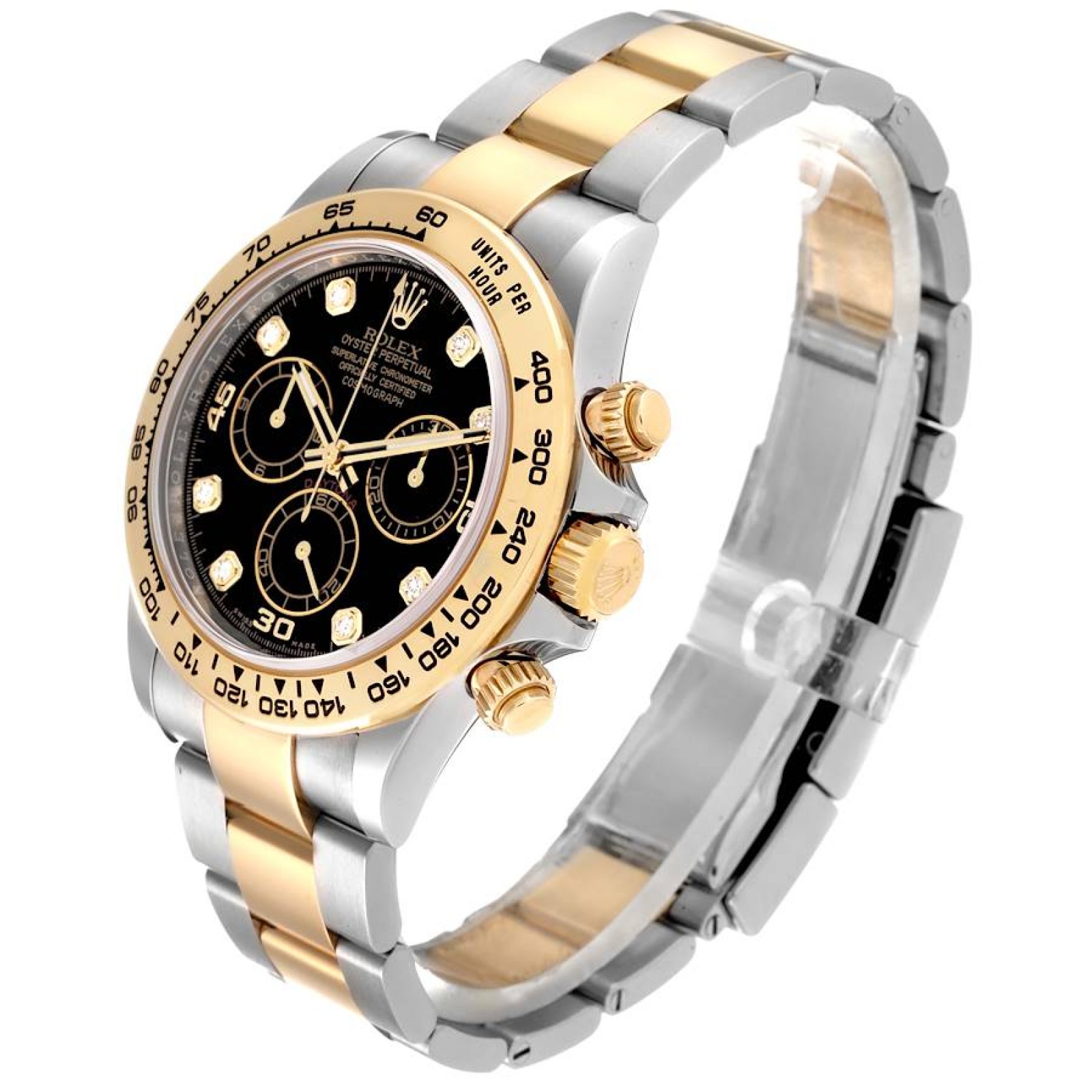 Rolex Daytona Steel Yellow Gold Diamond Dial Mens Watch 116503