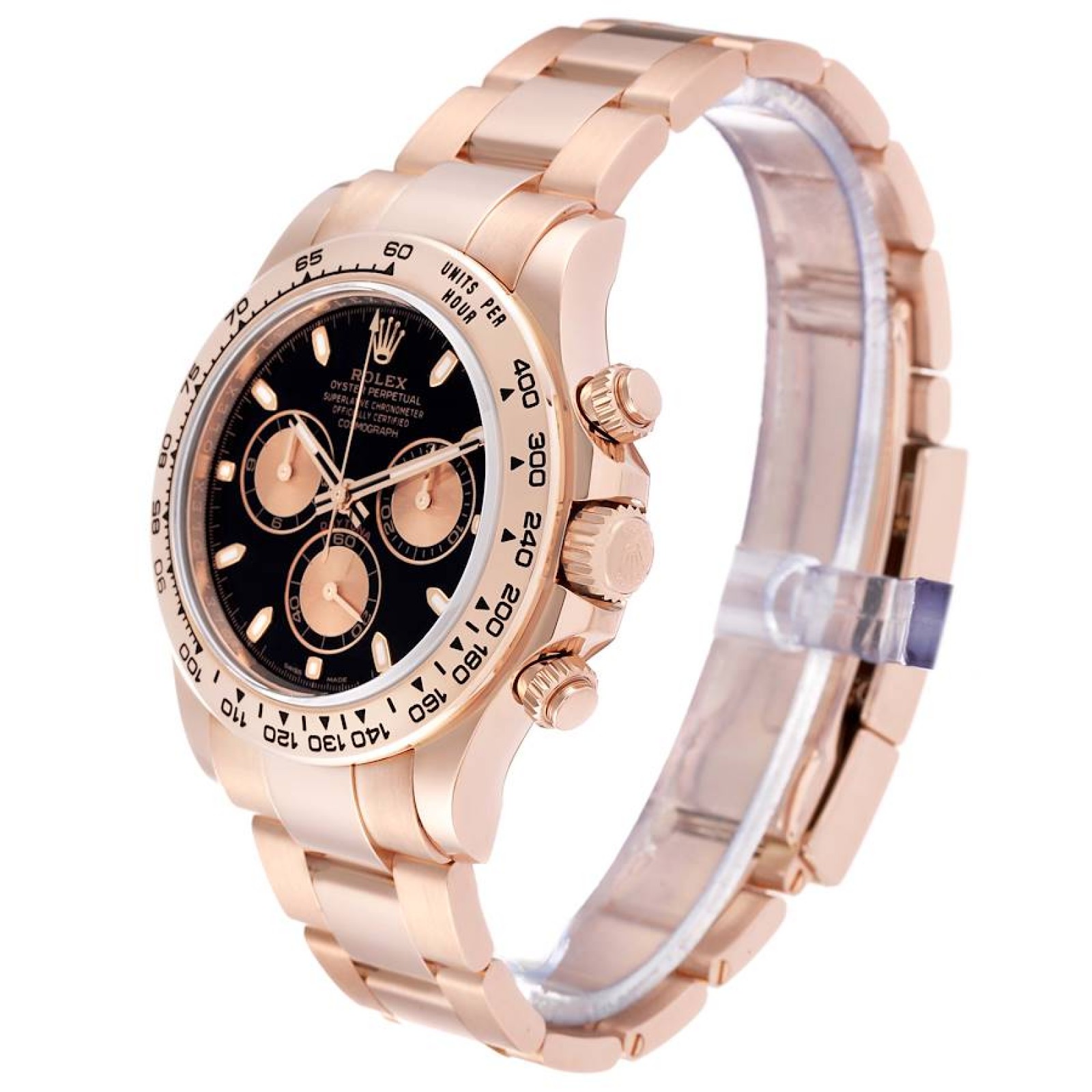 Rolex Daytona Black Dial Rose Gold Mens Watch 116505