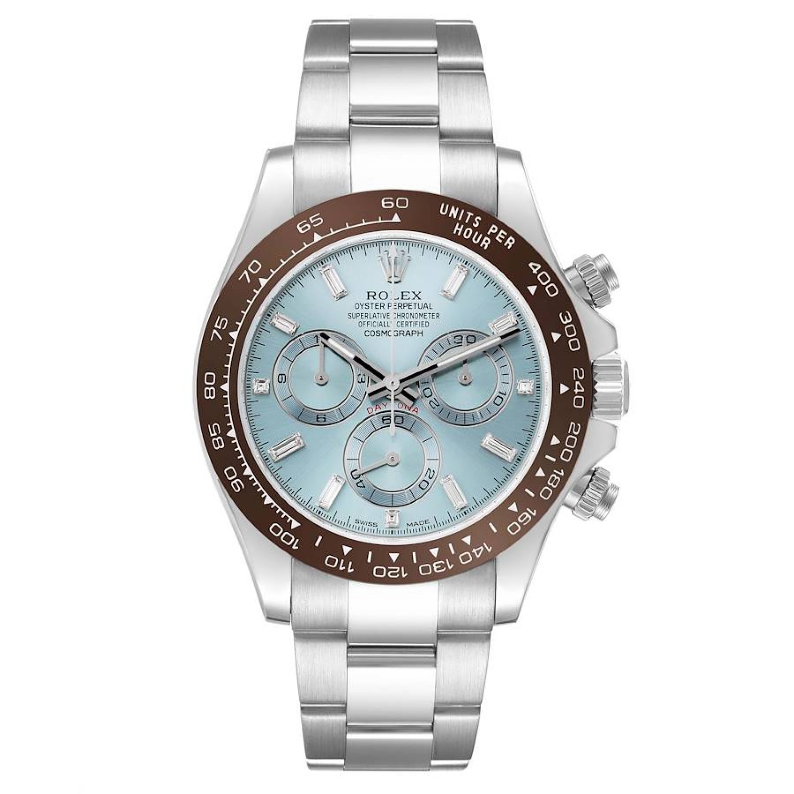 Rolex Daytona Ice Blue Diamond Dial Platinum Chronograph Watch 116506