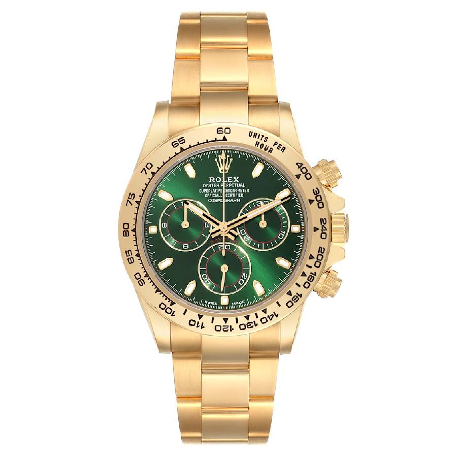 Rolex Daytona Yellow Gold Green Dial Mens Watch 116508