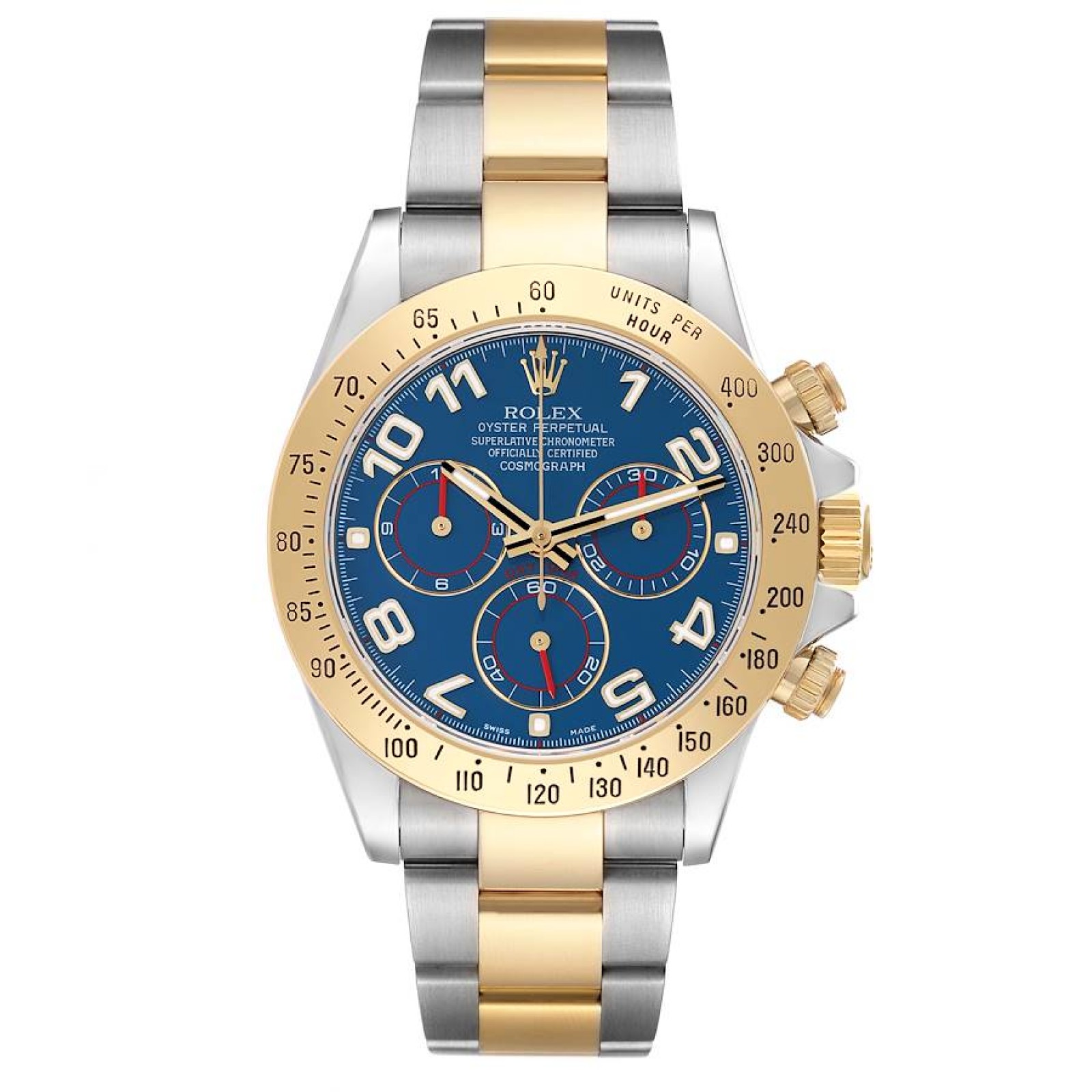 Rolex Daytona Steel Yellow Gold Blue Racing Dial Mens Watch 116523