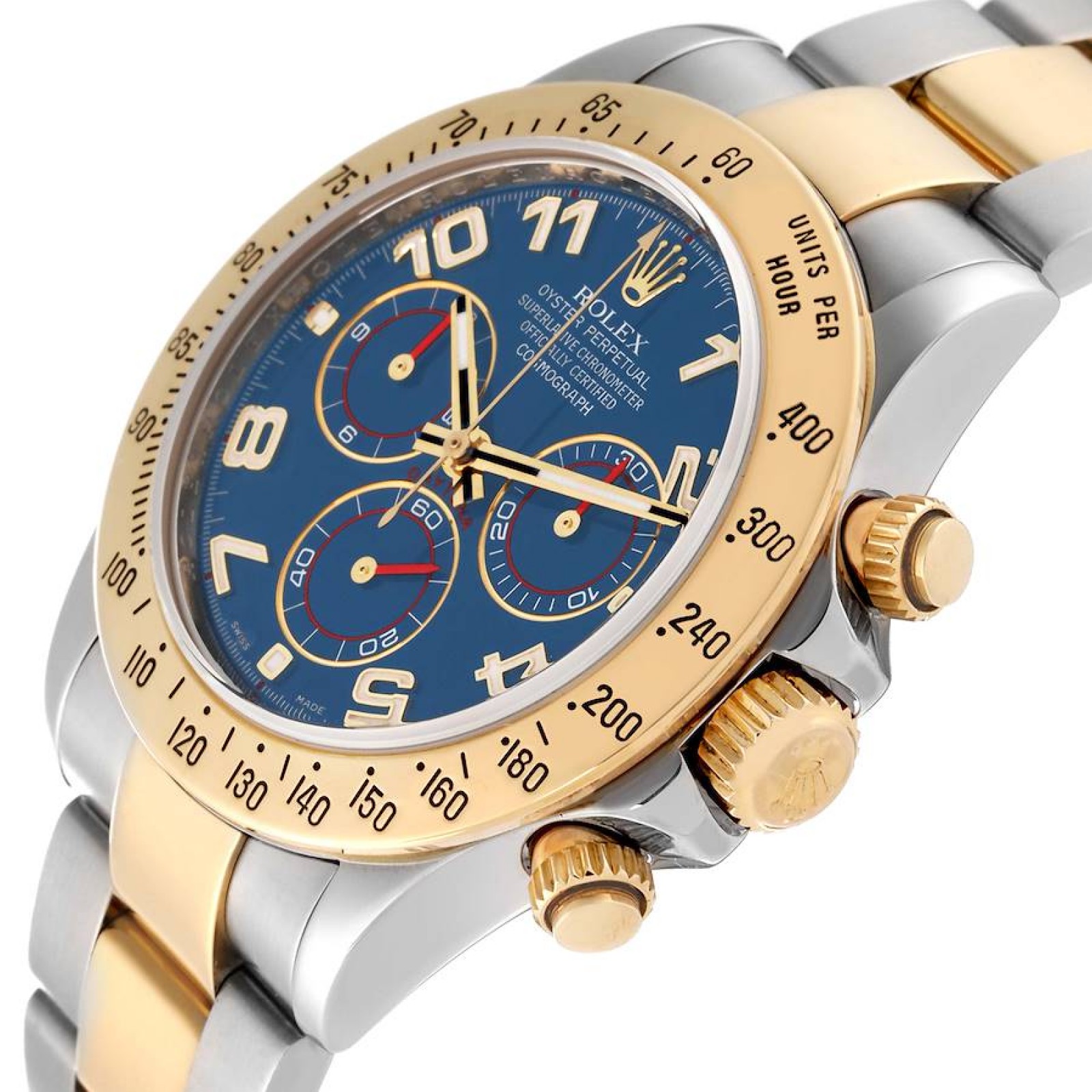 Rolex Daytona Steel Yellow Gold Blue Racing Dial Mens Watch 116523