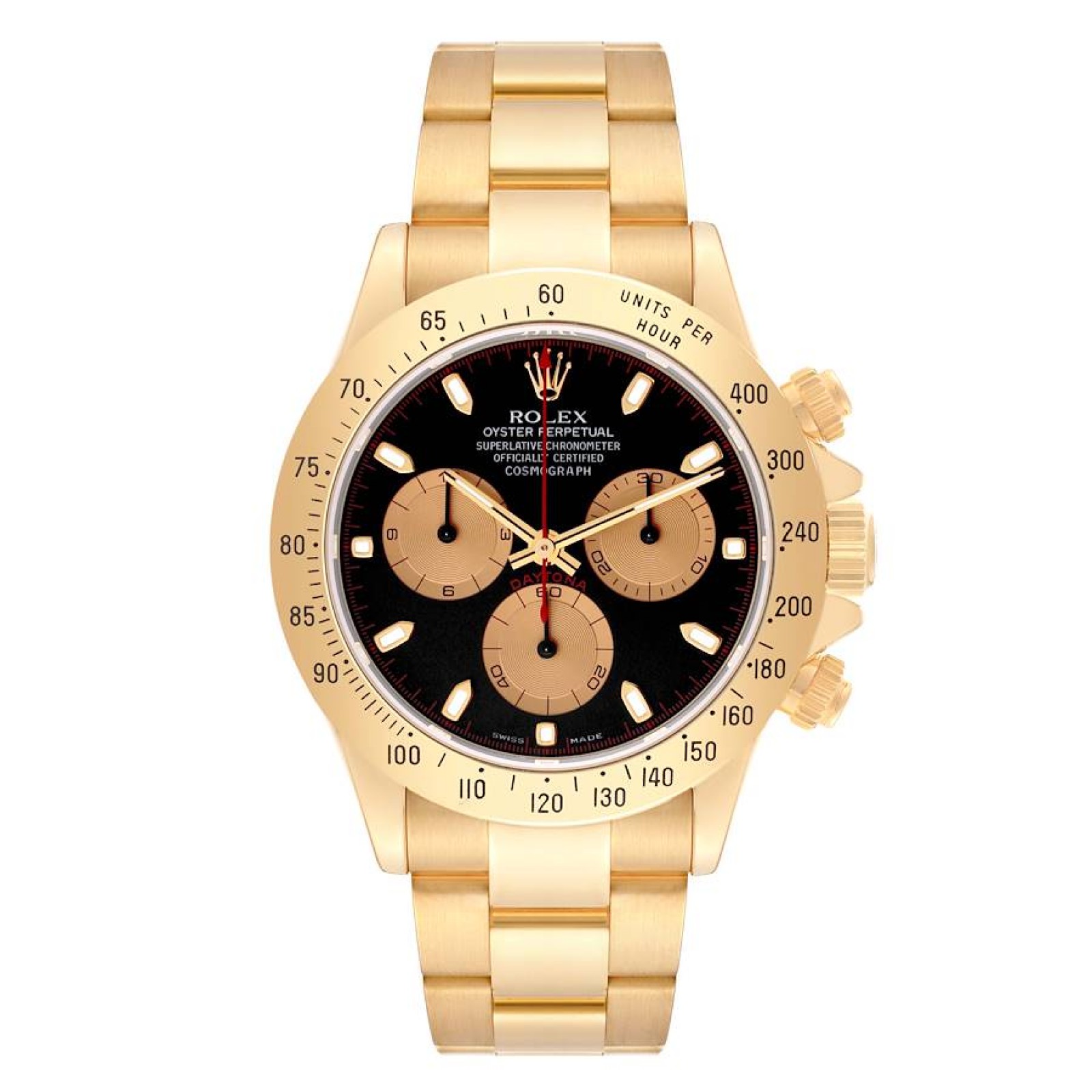 Rolex Daytona Yellow Gold Black Dial Mens Watch 116528