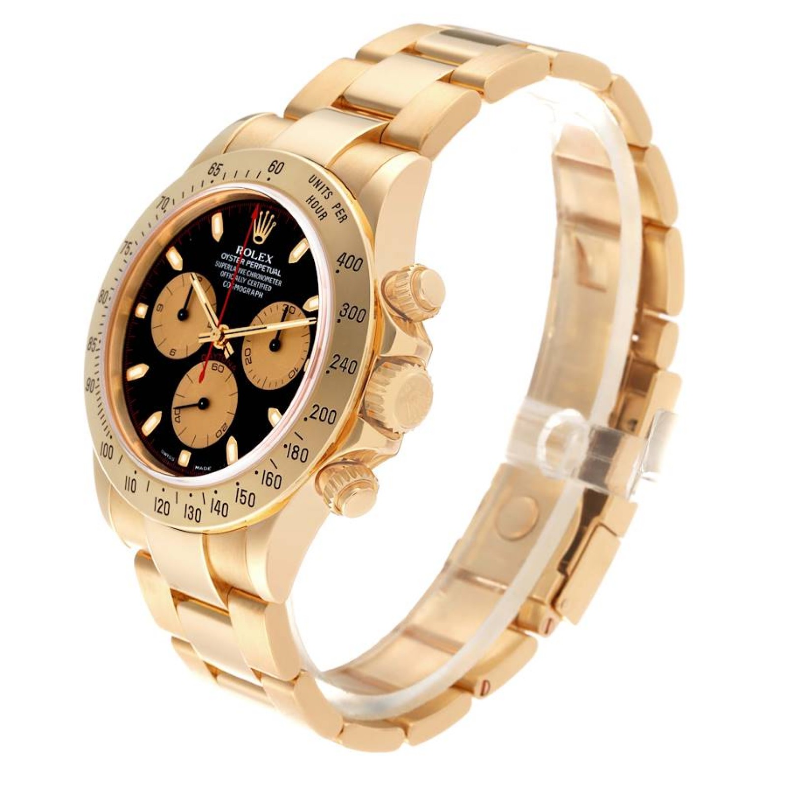 Rolex Daytona Yellow Gold Black Dial Mens Watch 116528