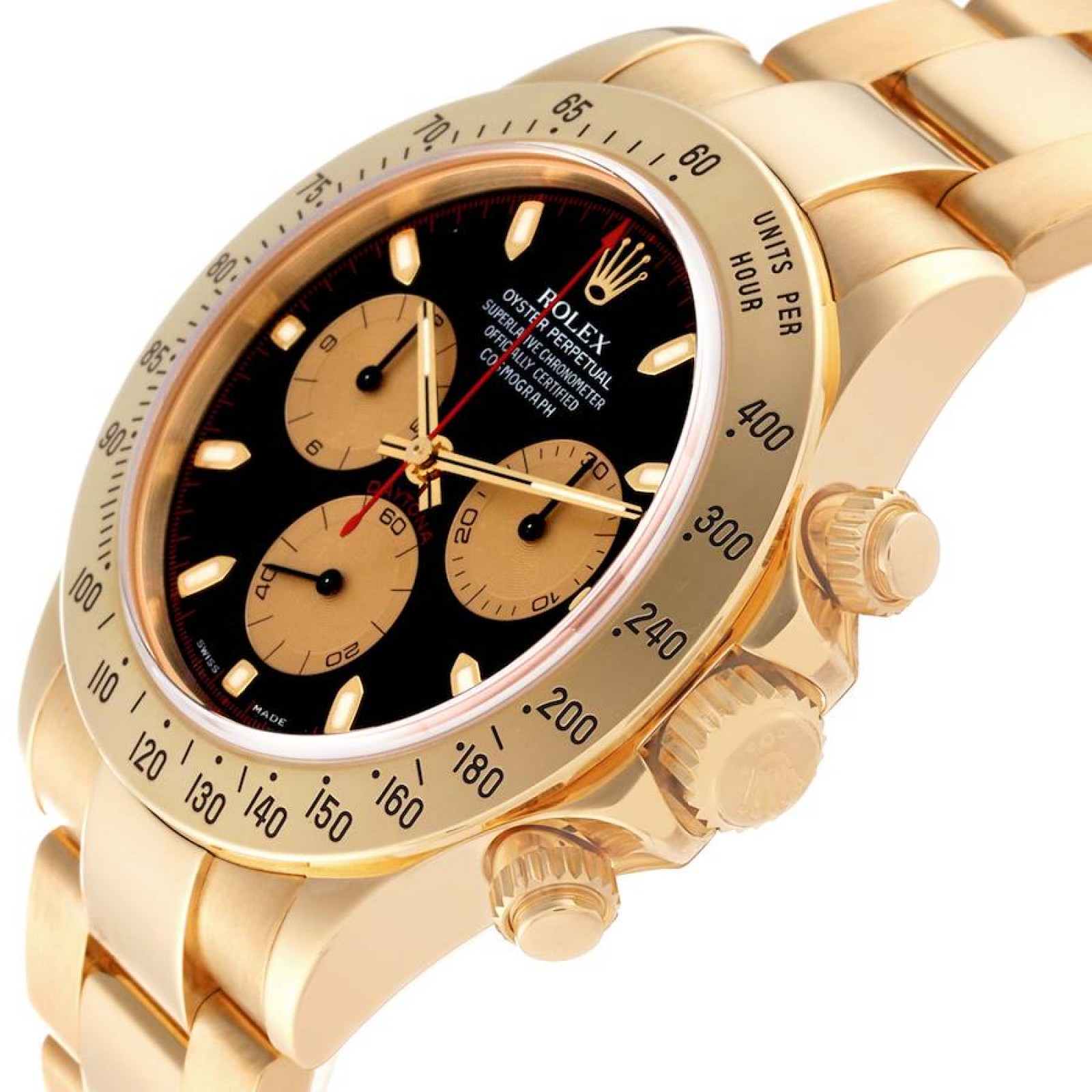 Rolex Daytona Yellow Gold Black Dial Mens Watch 116528