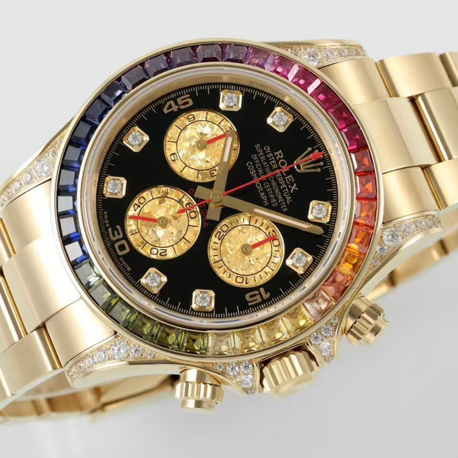 Rolex Daytona 18K Yellow Gold Rainbow Diamond 116598RBOW