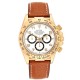 Rolex Daytona White Dial Brown Strap Yellow Gold Mens Watch 16518