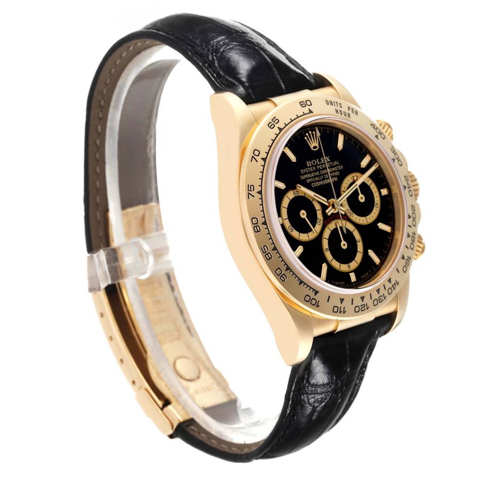 Rolex Daytona Chronograph Black Dial Yellow Gold Mens Watch 16518