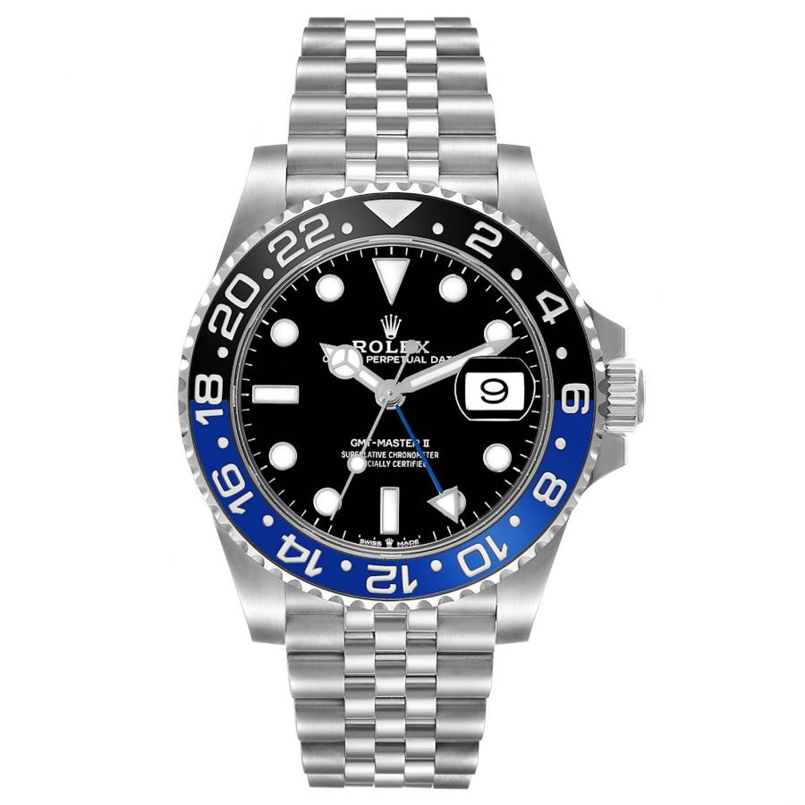 Rolex GMT Master II Batgirl Black Blue Bezel Steel Mens Watch 126710