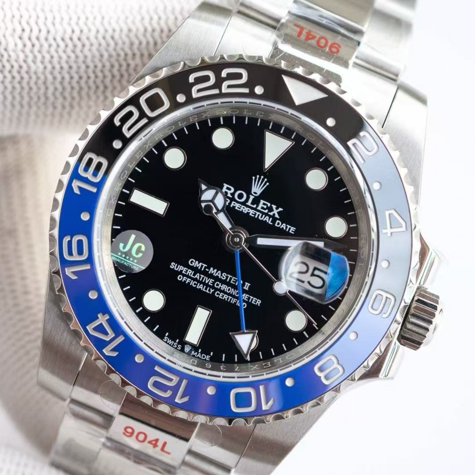 Rolex GMT Master II Batgirl Black Blue Bezel Steel Mens Watch 126710