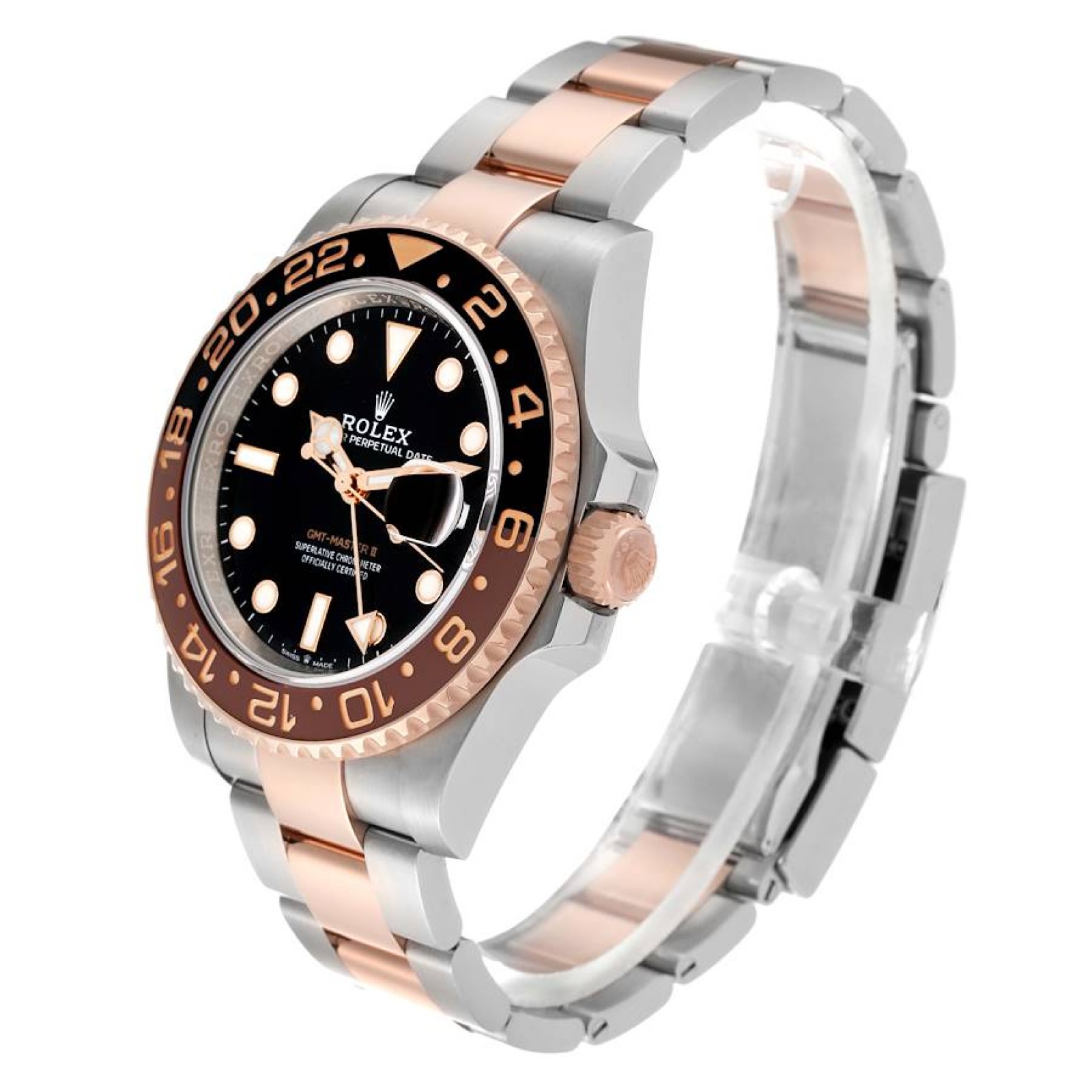 Rolex GMT Master II Root Beer Steel Rose Gold Mens Watch 126711