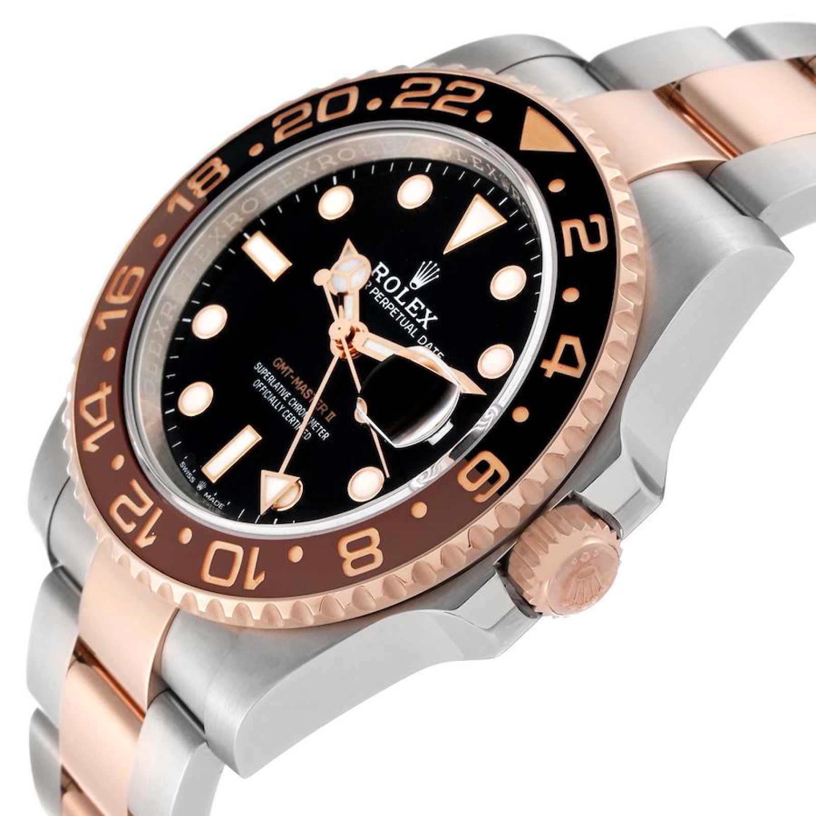 Rolex GMT Master II Root Beer Steel Rose Gold Mens Watch 126711