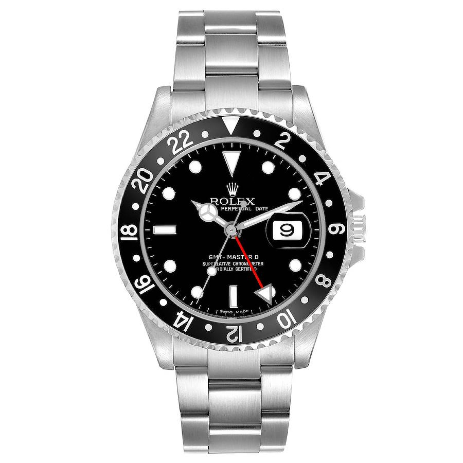 Rolex GMT Master II Black Bezel Dial Steel Mens Watch 16710