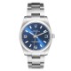 Rolex Oyster Perpetual Blue Dial Smooth Bezel Steel Mens Watch 114200