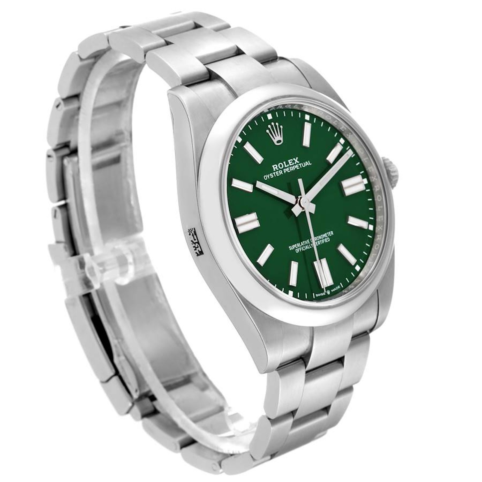 Rolex Oyster Perpetual 41mm Green Dial Steel Mens Watch 124300