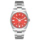 Rolex Oyster Perpetual Coral Red Dial Steel Mens Watch 126000