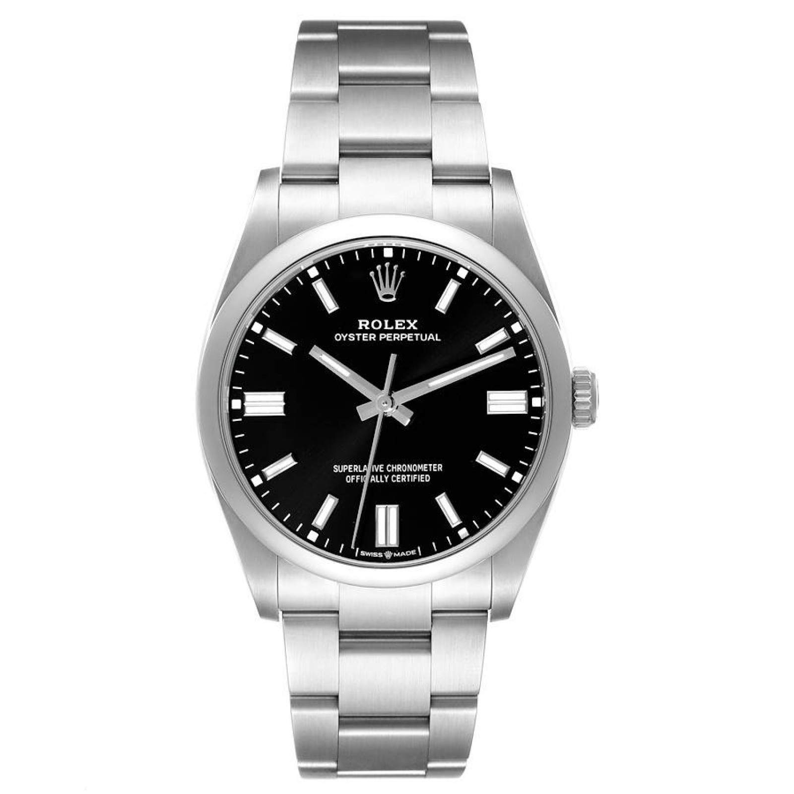 Rolex Oyster Perpetual Black Dial Steel Mens Watch 126000