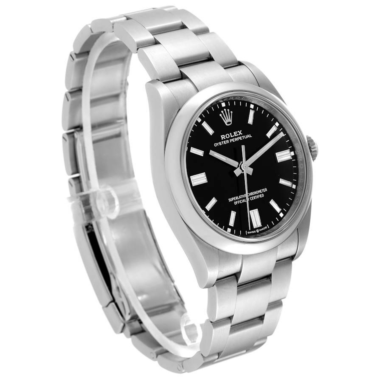 Rolex Oyster Perpetual Black Dial Steel Mens Watch 126000