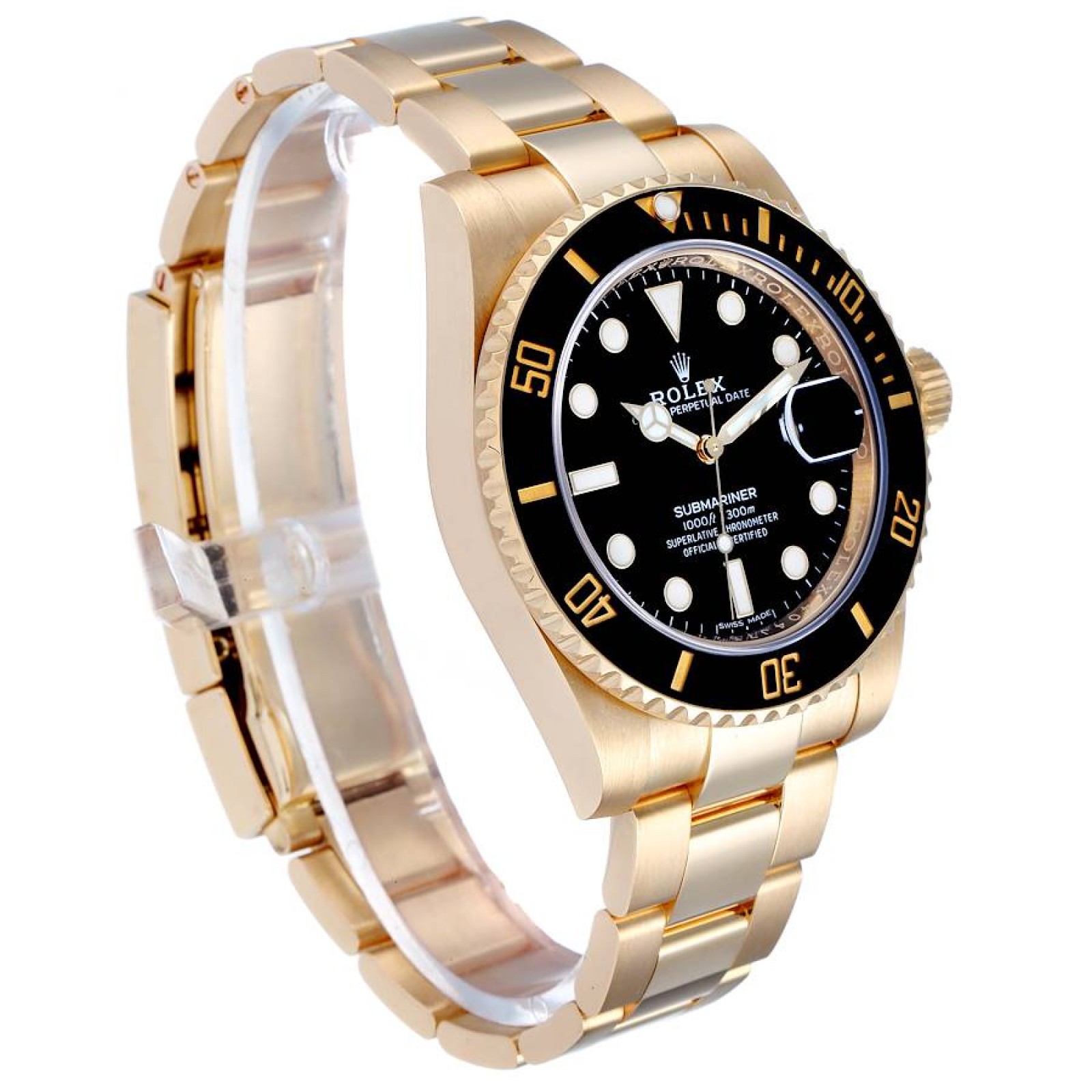 Rolex Submariner Black Dial Yellow Gold Mens Watch 116618