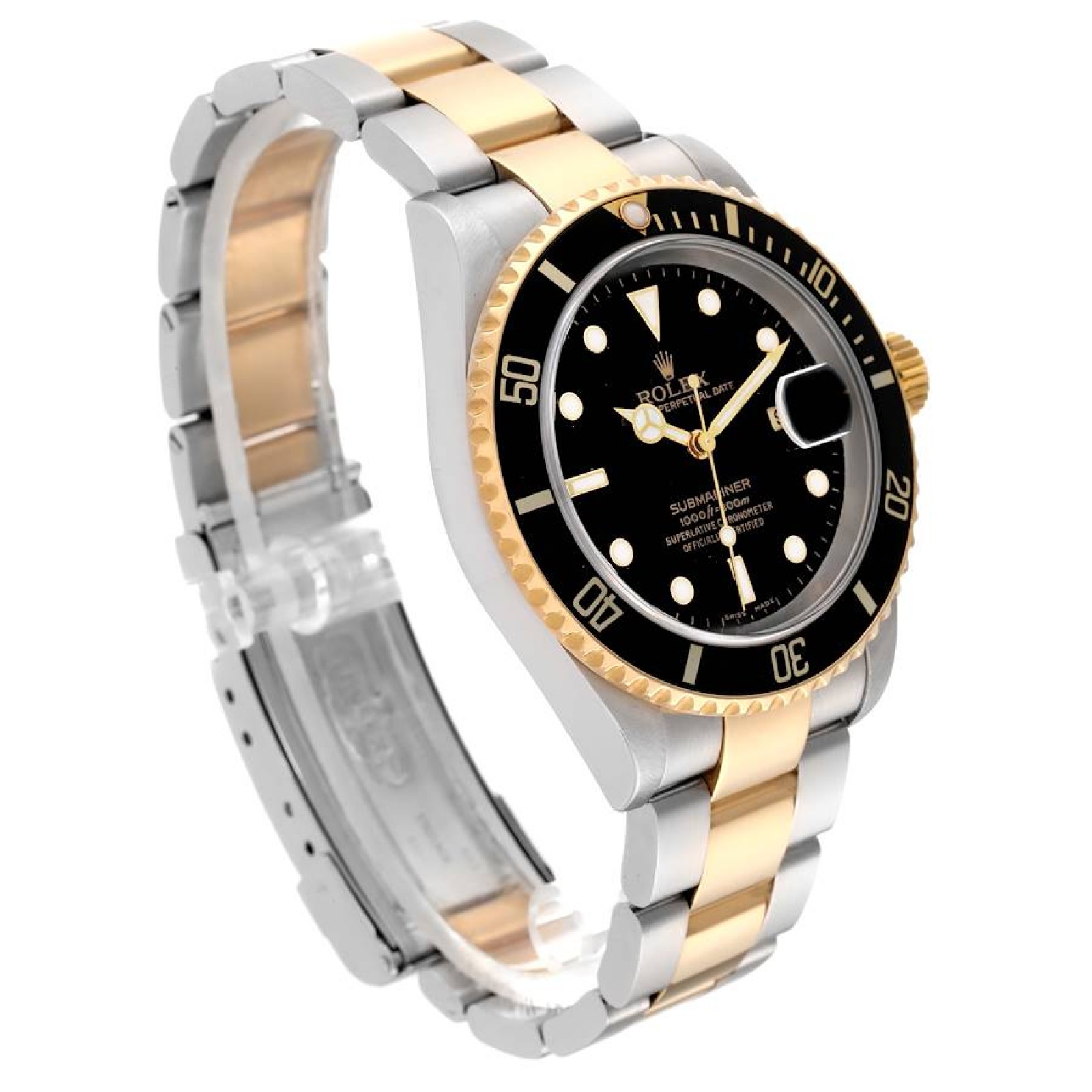 Rolex Submariner Steel Yellow Gold Black Dial Mens Watch 16613