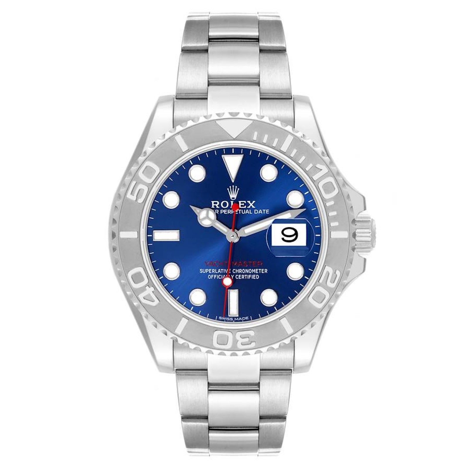 Rolex Yachtmaster Steel Platinum Bezel Blue Dial Mens Watch 116622