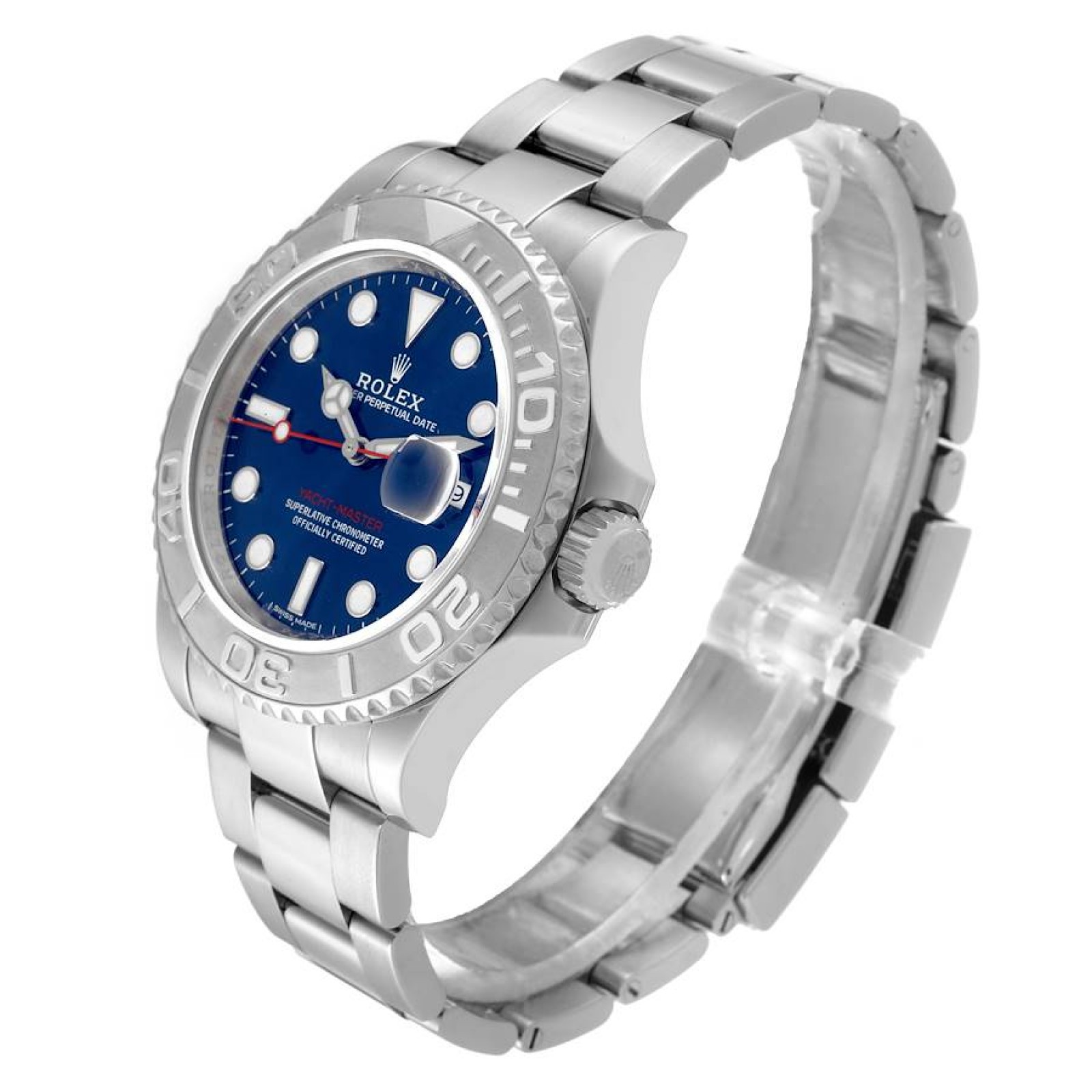 Rolex Yachtmaster Steel Platinum Bezel Blue Dial Mens Watch 116622