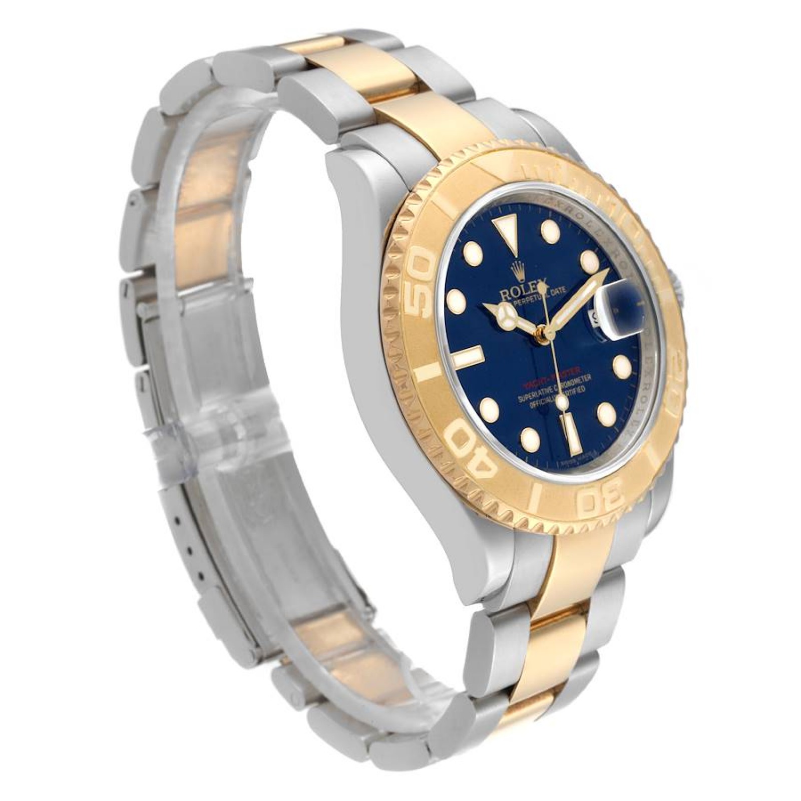 Rolex Yachtmaster 40mm Steel Yellow Gold Blue Dial Mens Watch 16623