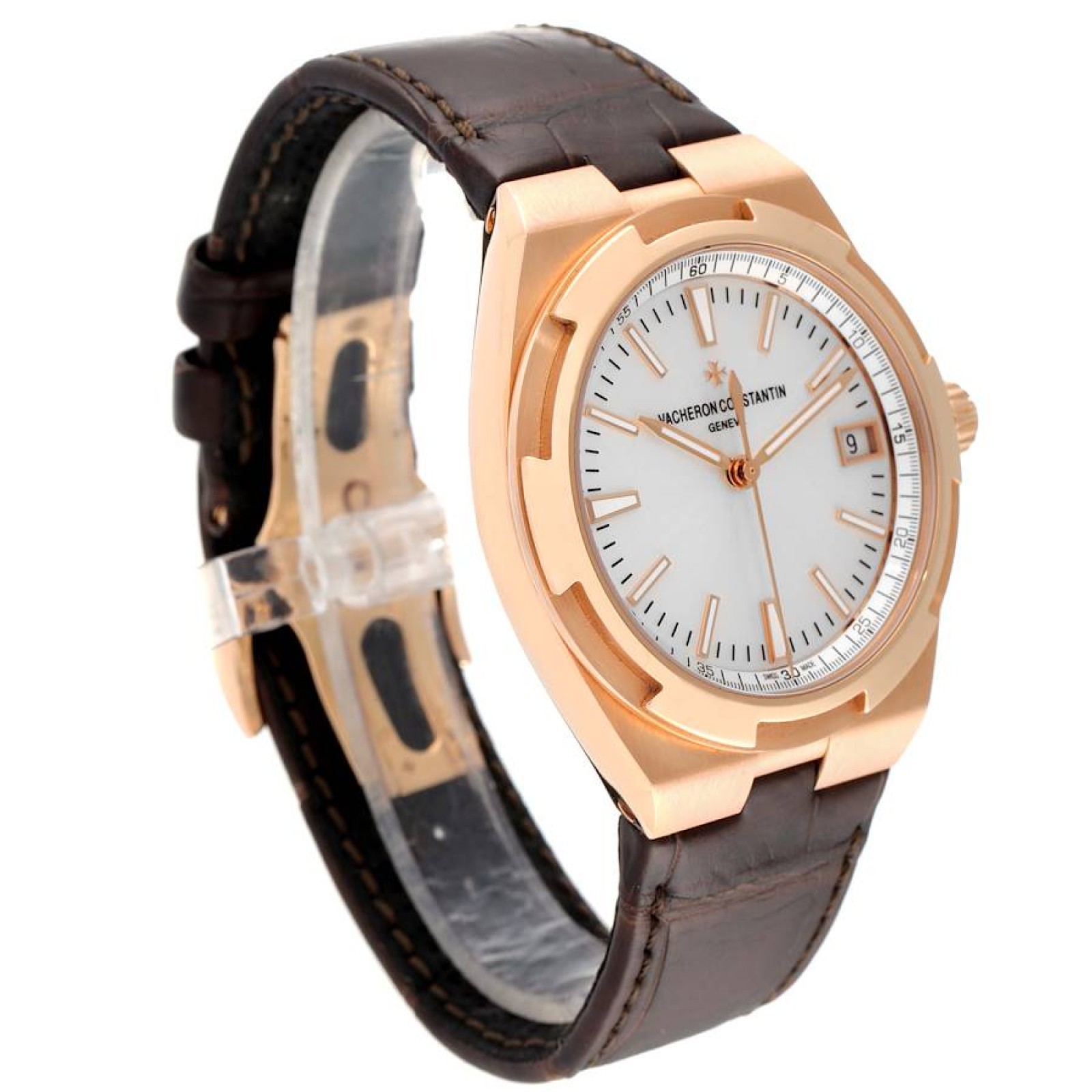 Vacheron Constantin Overseas Rose Gold Silver Dial Mens Watch 4500V